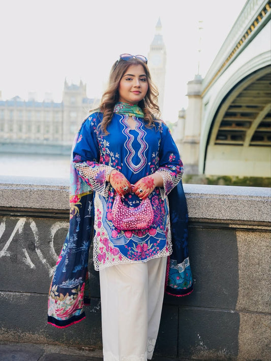 PK-Inspired ETHNC 3PC Set - Heavy Embroidery & Cutowork Premium Fine Cotton - Trends By Marium