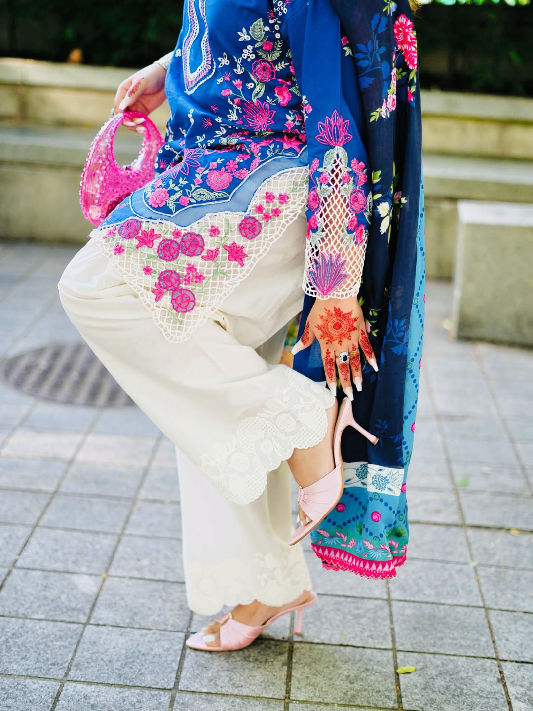 PK-Inspired ETHNC 3PC Set - Heavy Embroidery & Cutowork Premium Fine Cotton - Trends By Marium